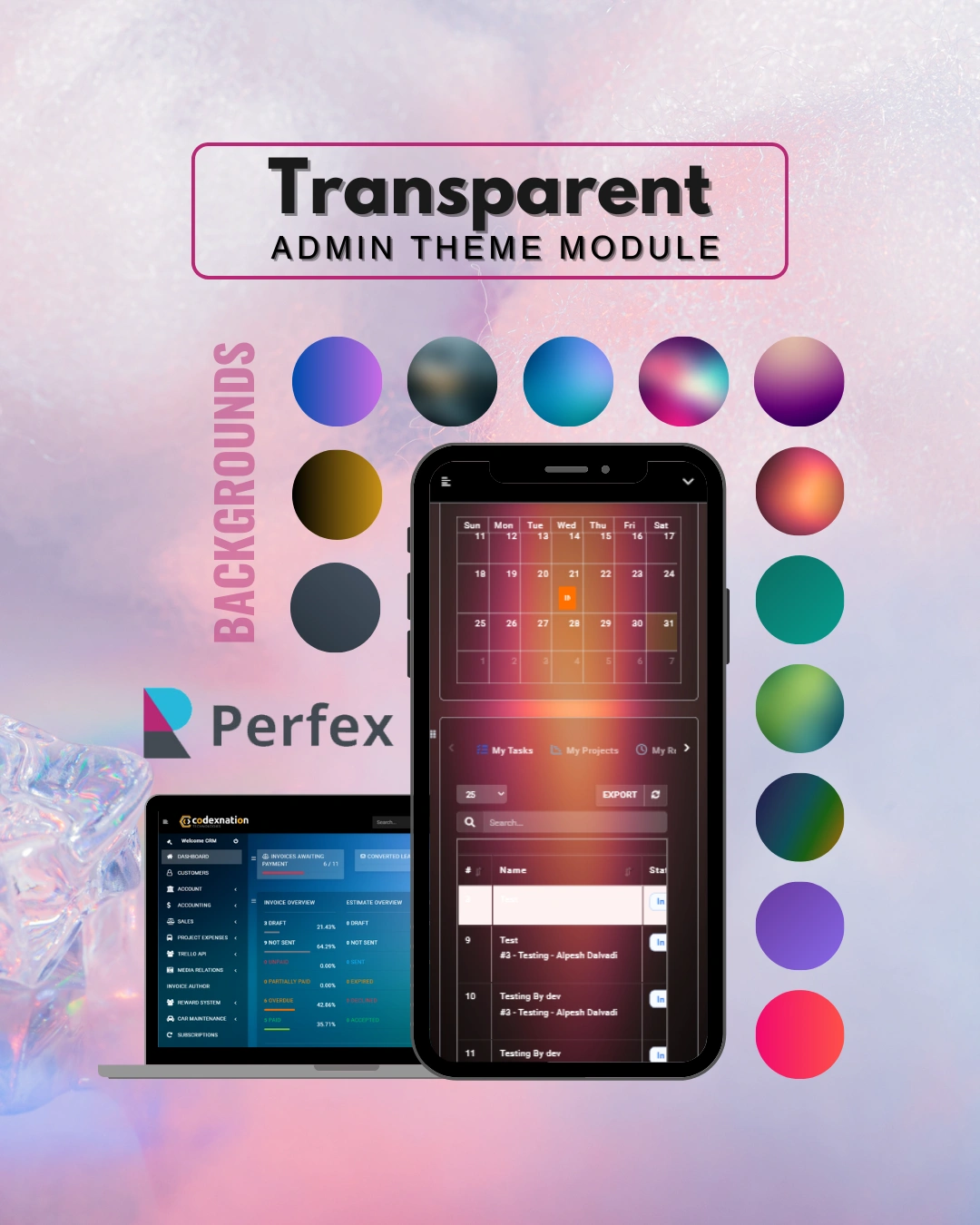 Transparent Admin Theme Module - Perfex CRM