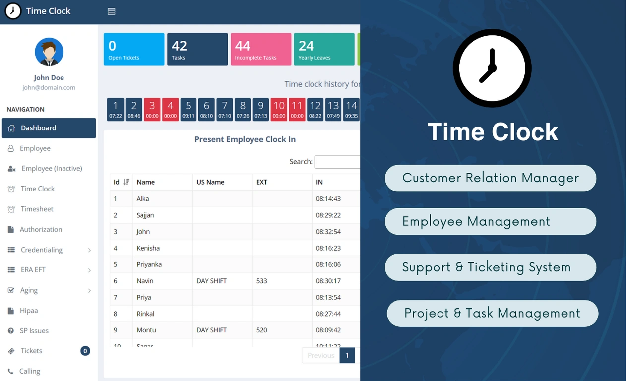 Timeclock Customer Relation Manager