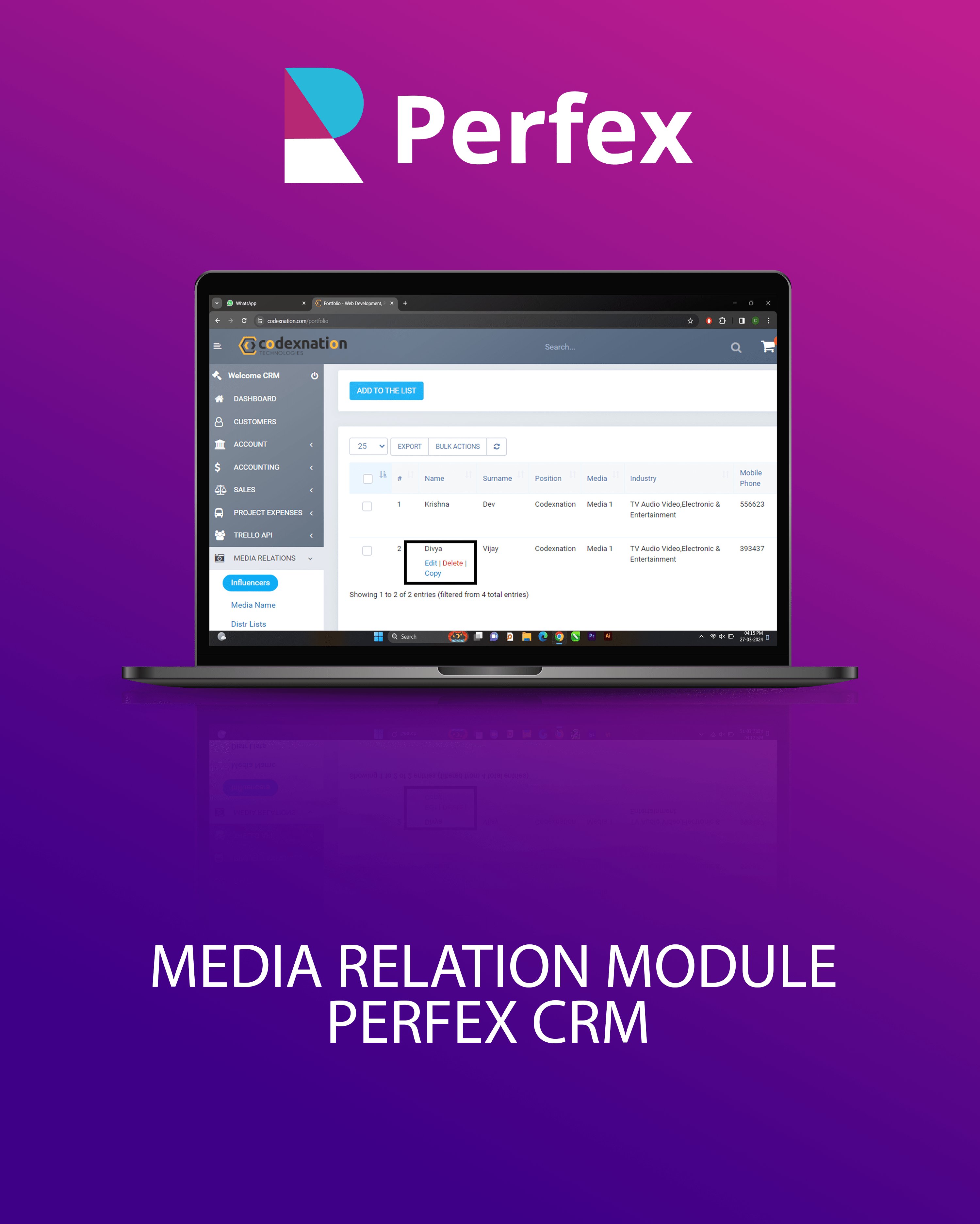 Media Relation Module Perfex CRM
